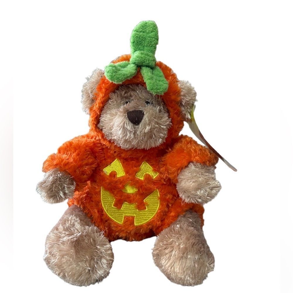 NWT Vtg 2012 Adventure 8” Halloween Teddy Bear Pumpkin Costume Stuffed Animal